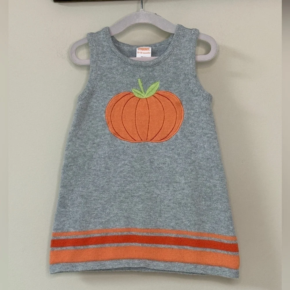 Gymboree: Girl’s Fall Pumpkin Sweater Dress Jumper, Size 12-18mo